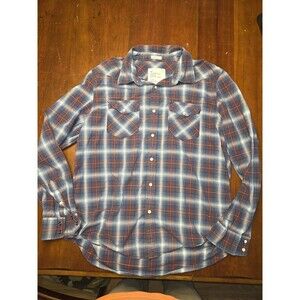 American Eagle Shirt Men’s XL Blue Red Plaid Vintage Fit Pearl Snap Western